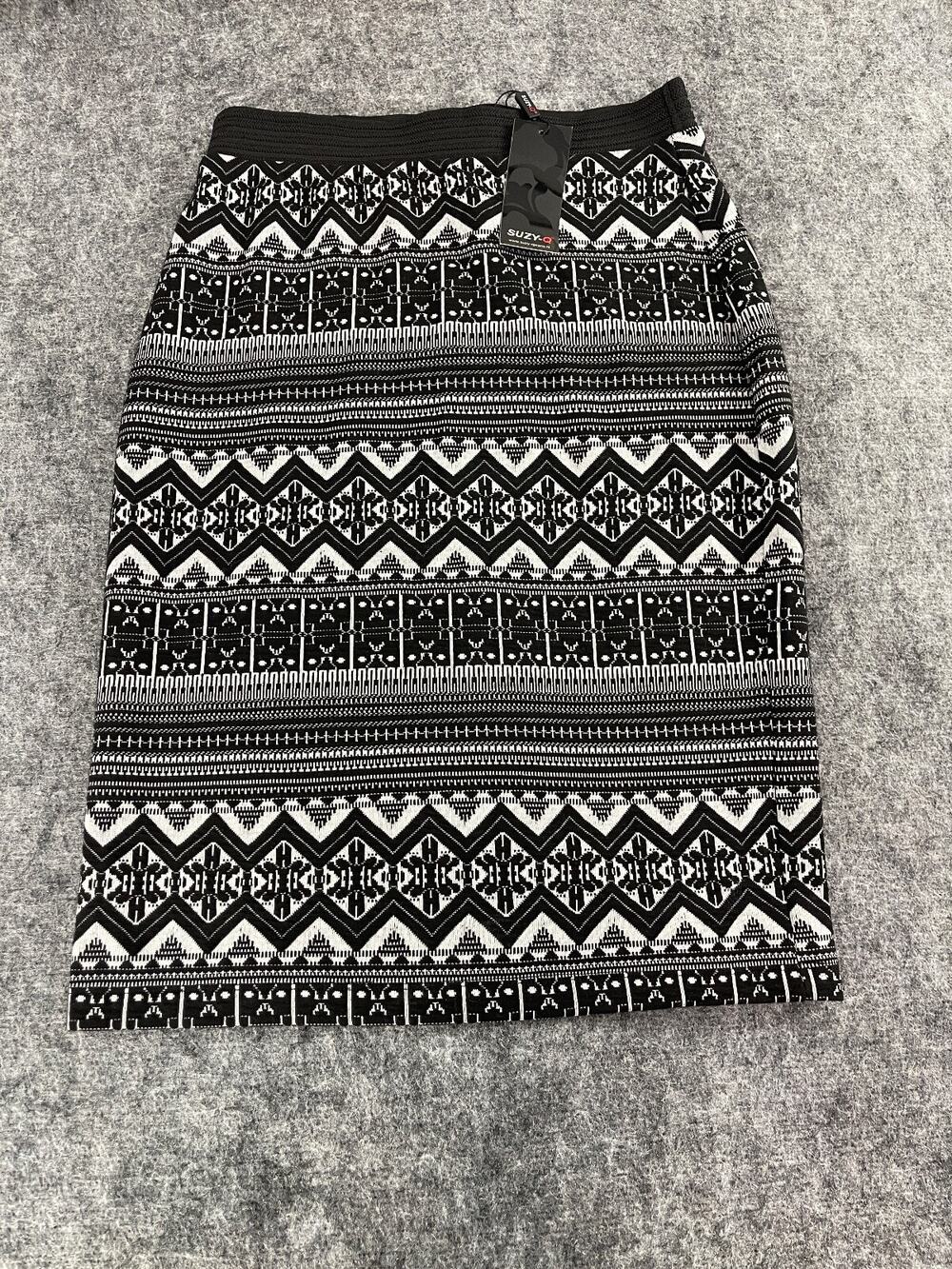 Suzy Q Skirt Pencil Womens Medium Fair Isle Stretch Straight Black NWT N335